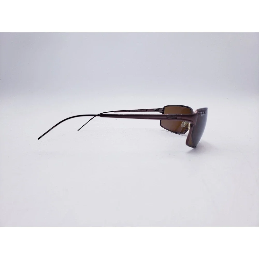 Ray Ban RB 3269 Sunglasses Brown Polarized Rectangle Metal Wrap Around Italy